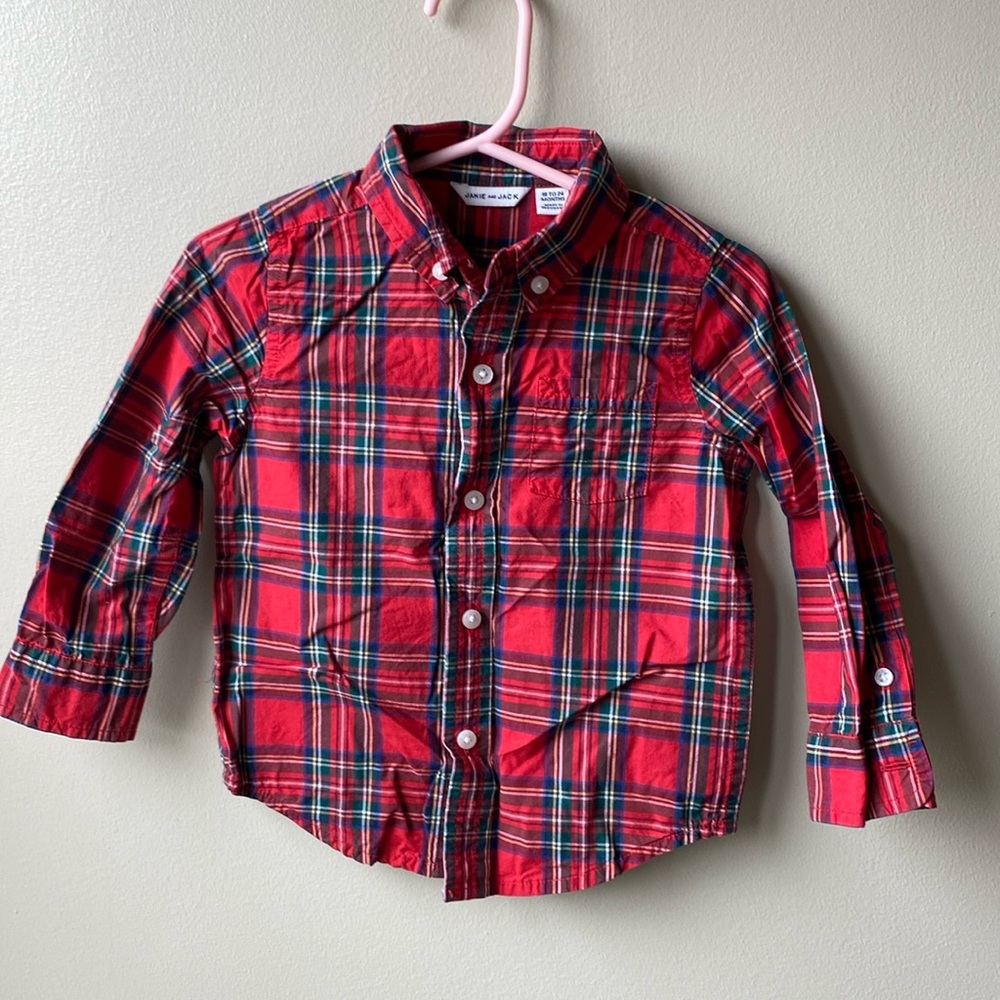Janie & Jack 18-24 Mos Holiday Plaid Button Down